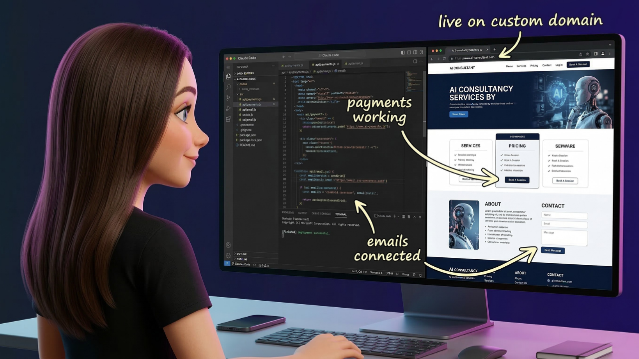 Build a Website with Claude Code: Payments, Email, SEO & More (No coding needed) - guides resource for General, Consulting, Marketing, Sales, Project Management, Content Creator, Design, Legal, Others, Educator, Operations, Finance