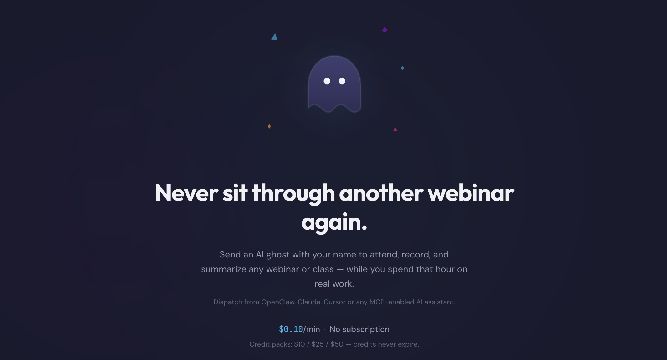 My Ghosts - AI Webinar Assistant - abmm-tools resource for General, Educator, Consulting, Operations, Marketing, Sales, Project Management, Finance, Others, Legal, Design, Content Creator